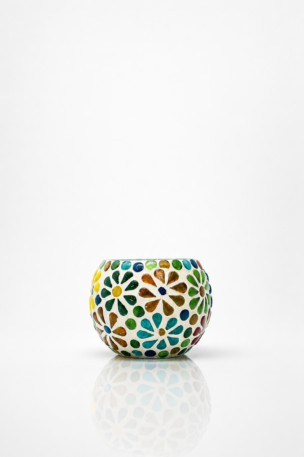 Round Mosaic Glass Tealight Candle Holder